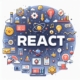 “Explanatory image about React with the title ‘React’ in the center.”