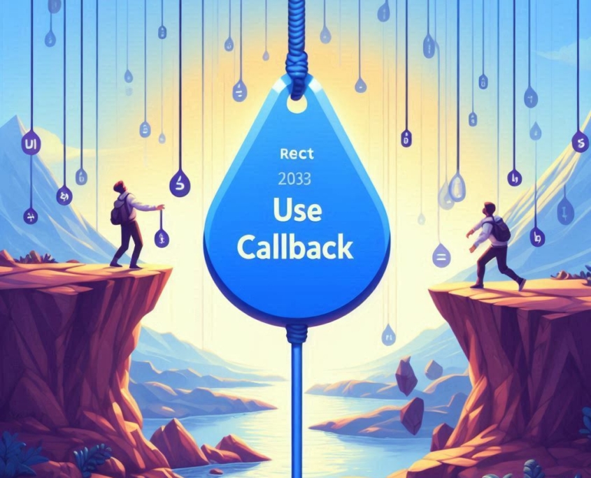 “Representación visual del hook useCallback de React con el texto ‘useCallback’”